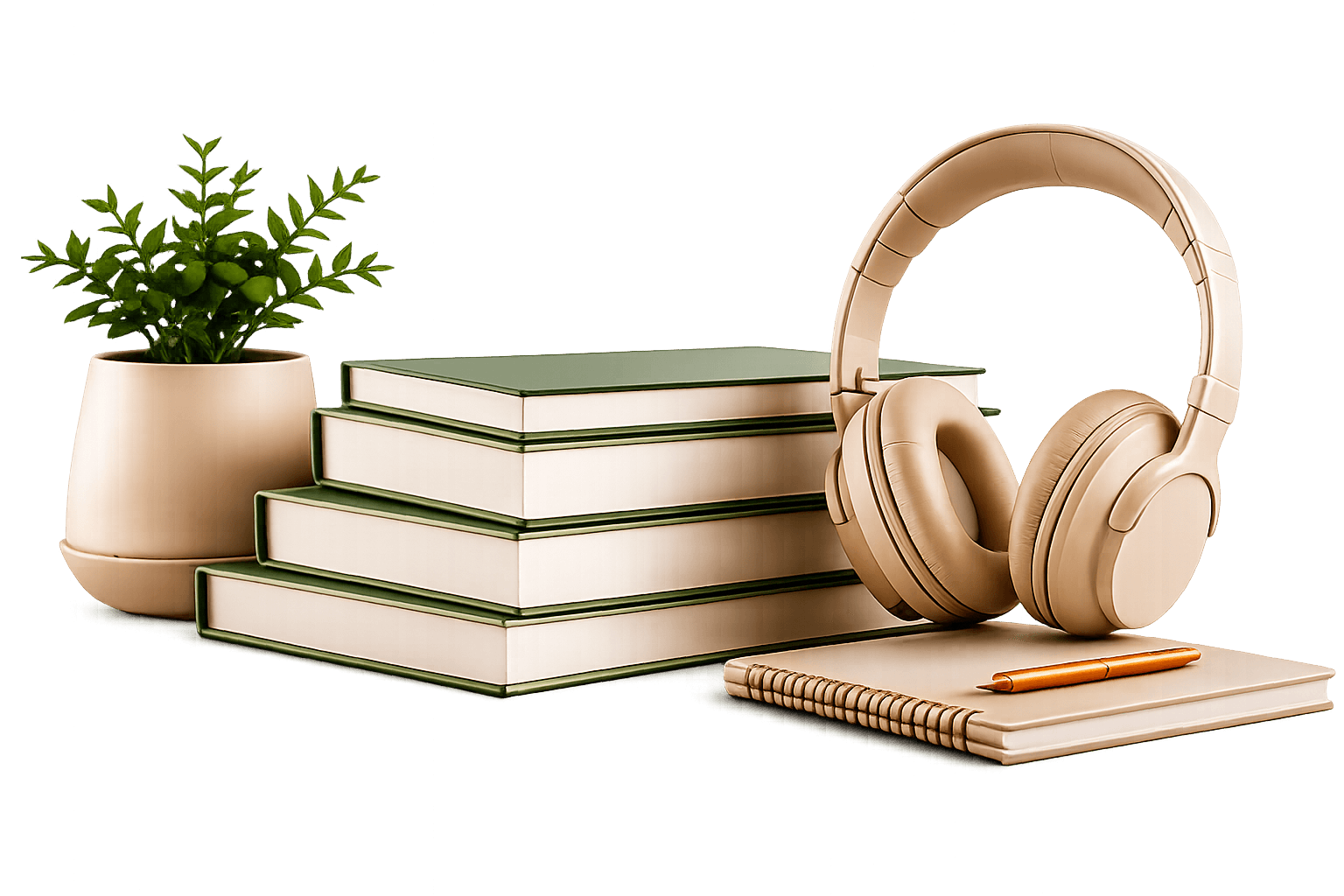 Книги, наушники и конспект — материалы платформы